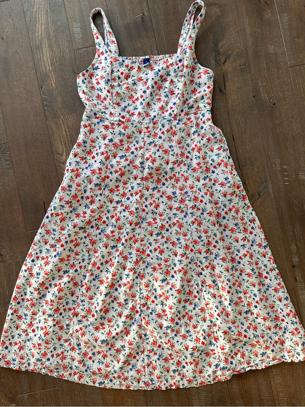VINTAGE OLD NAVY LINEN BLEND FLORAL DRESS M